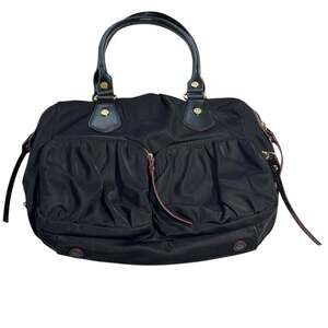MZ Wallace Paige Nylon Black with Leather Trim Shoulder Bag Purse Handbag